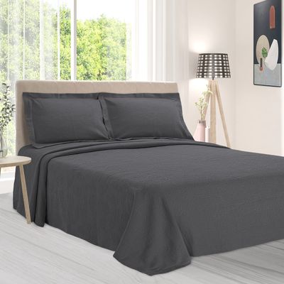 BNM Oversized Paisley Matelasse Cotton Bedspread, Jacquard Weave, Soft and Breathable, All-Season, Cozy and Lightweight, Perfect for Master or Guest Bedroom, Matching Pillow Shams, Grey, Full