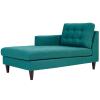 Modway Empress Mid-Century Modern Upholstered Fabric Left-Arm Chaise Lounge In Teal view 1