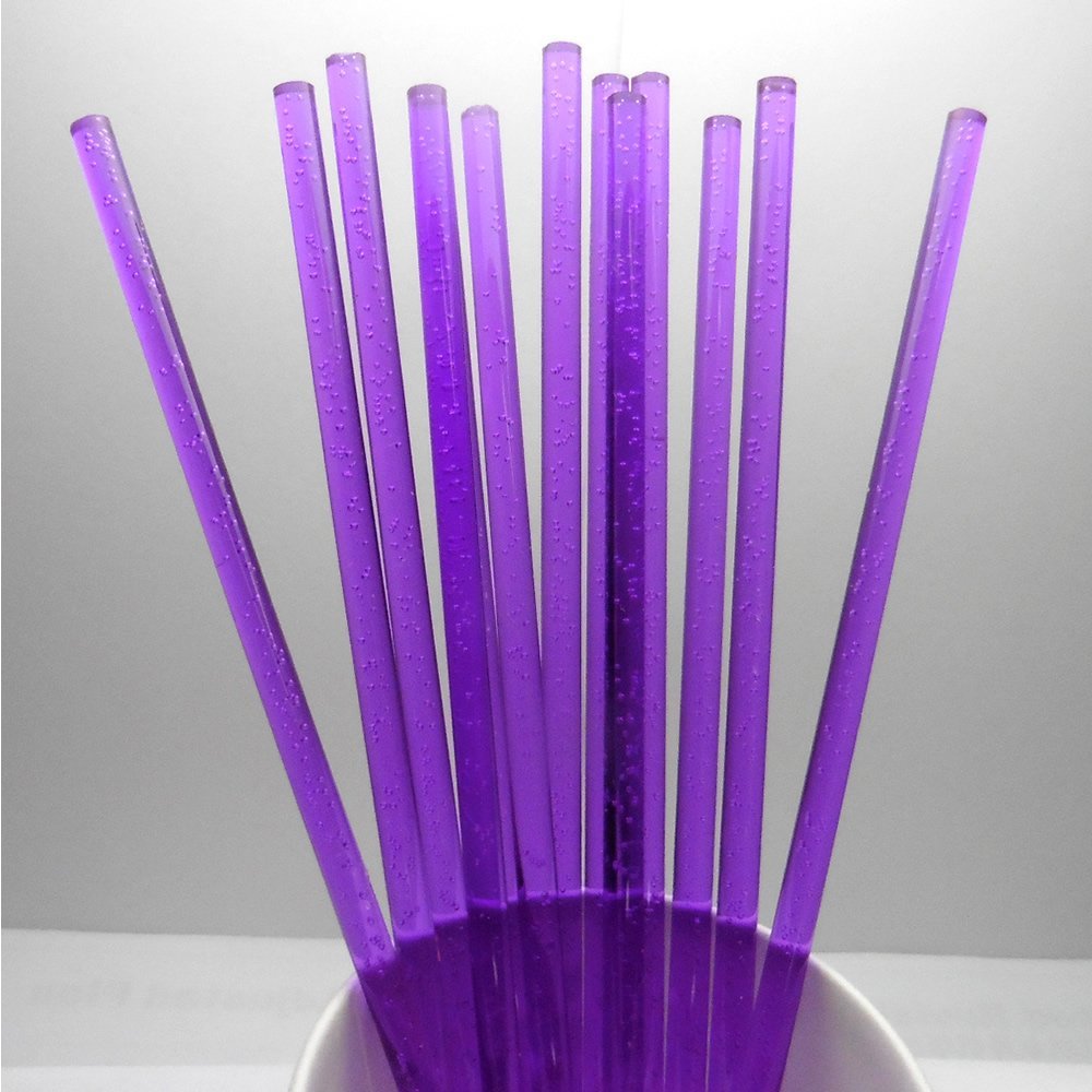 50pcs 4" X 5/32" Purple Bubble Acrylic Lollipop Sticks for Cake Pops Lollipop Candy