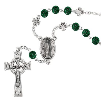 (AR69C) GREEN IRISH AUTO ROSARY