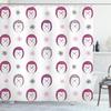 Ambesonne Hedgehog Shower Curtain, Colorful Spiky Animals with Faces Doodle Flowers Cartoon Style Image, Cloth Fabric Bathroom Decor Set with Hooks, 69" W x 70" L, Pink Lilac Black view 1