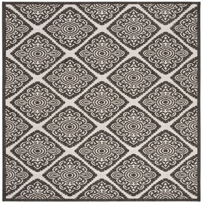 SAFAVIEH Washable Rug Outdoor Linden Collection - 4' x 6', Light Grey & Charcoal, Non-Shedding & Easy to Clean, Ideal for Patio, Backyard, Mudroom (LND132A)