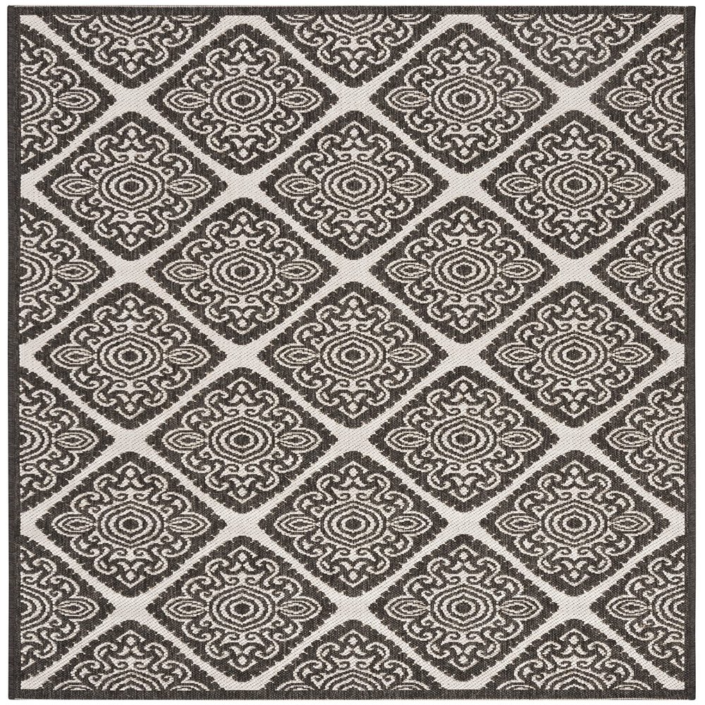 SAFAVIEH Washable Rug Outdoor Linden Collection - 4' x 6', Light Grey & Charcoal, Non-Shedding & Easy to Clean, Ideal for Patio, Backyard, Mudroom (LND132A)