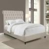 Coaster Home Furnishings - Devon - Wood - Upholstered Panel Bed with Tall Rolled Headboard, Button Tufting, Nail Head Trim and Turned Legs - Bedroom - Eastern King Size - Beige - 300525KE view 2