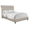 Coaster Home Furnishings - Devon - Wood - Upholstered Panel Bed with Tall Rolled Headboard, Button Tufting, Nail Head Trim and Turned Legs - Bedroom - Eastern King Size - Beige - 300525KE view 4