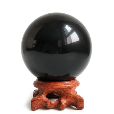 Mina Heal Obsidian Crystal Scrying Ball 80 mm / 3.1" for Fengshui, Scrying Mirror, Meditation, Crystal Healing, Divination Sphere, Home Decoration, 100% Natural and Genuine (80 mm)