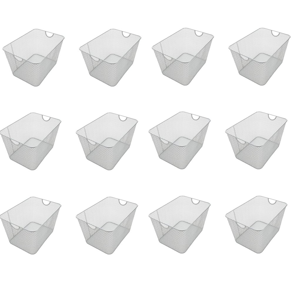 YBM HOME Kitchen Pantry Organizer Wire Baskets for Shelves, Cabinets, Pantry, Countertop, Mesh Open Storage Bin Metal Basket for Organizing Food Supplies, 12 Pack, 15x12x11.5