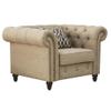 Acme Aurelia Nail-Head Trim Tufted Chair with 1 Pillow in Beige Linen view 1