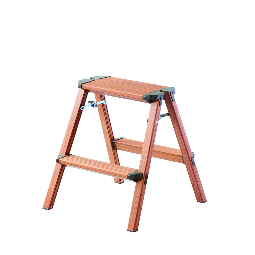Tenma Stepladder Woody Step for Indoor Use, Step 2, Brown, Width 16.5 x Depth 16.9 x Height 21.7 inches (42 x 43 x 55 cm)