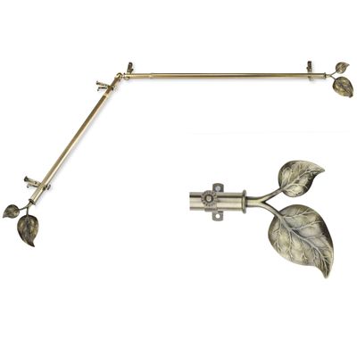 A&F Rod Decor - Leaf Corner Window Curtain Rod 120-170 inch (Each Side) - Antique Brass