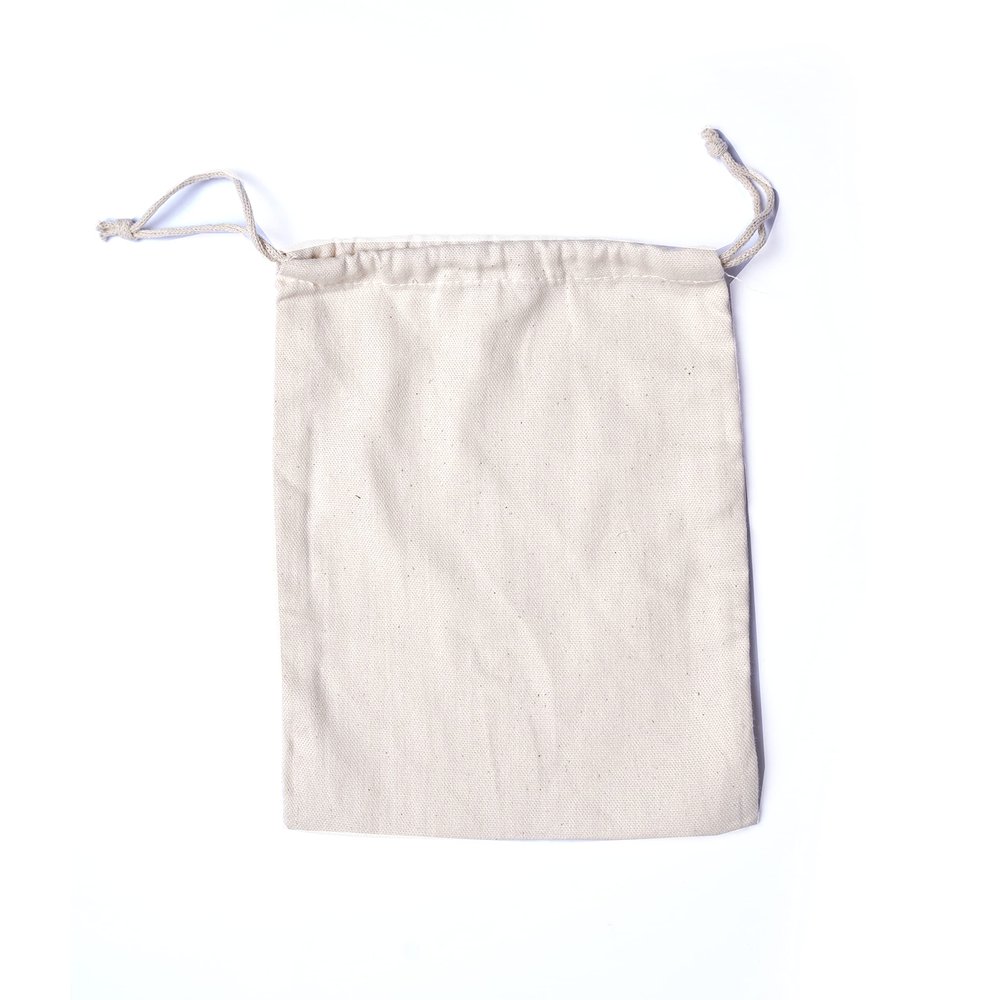 10"x12" COTTON DOUBLE DRAWSTRING MUSLIN BAGS (Natural Color)- Set Of 12