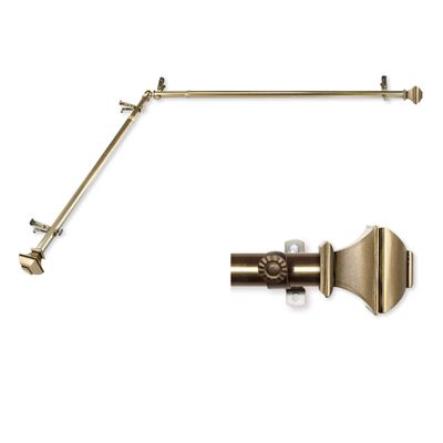 A&F Rod Decor - Phife Corner Window Curtain Rod 120-170 inch (Each Side) - Antique Brass