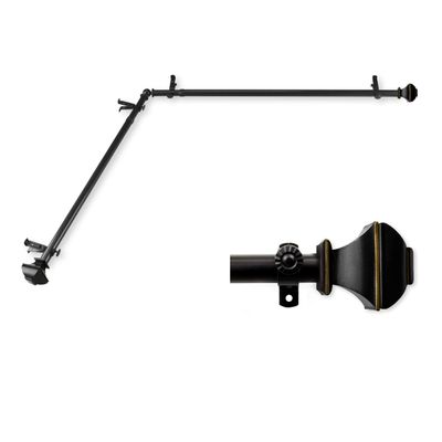 A&F Rod Decor - Phife Corner Window Curtain Rod 120-170 inch (each side) - Black