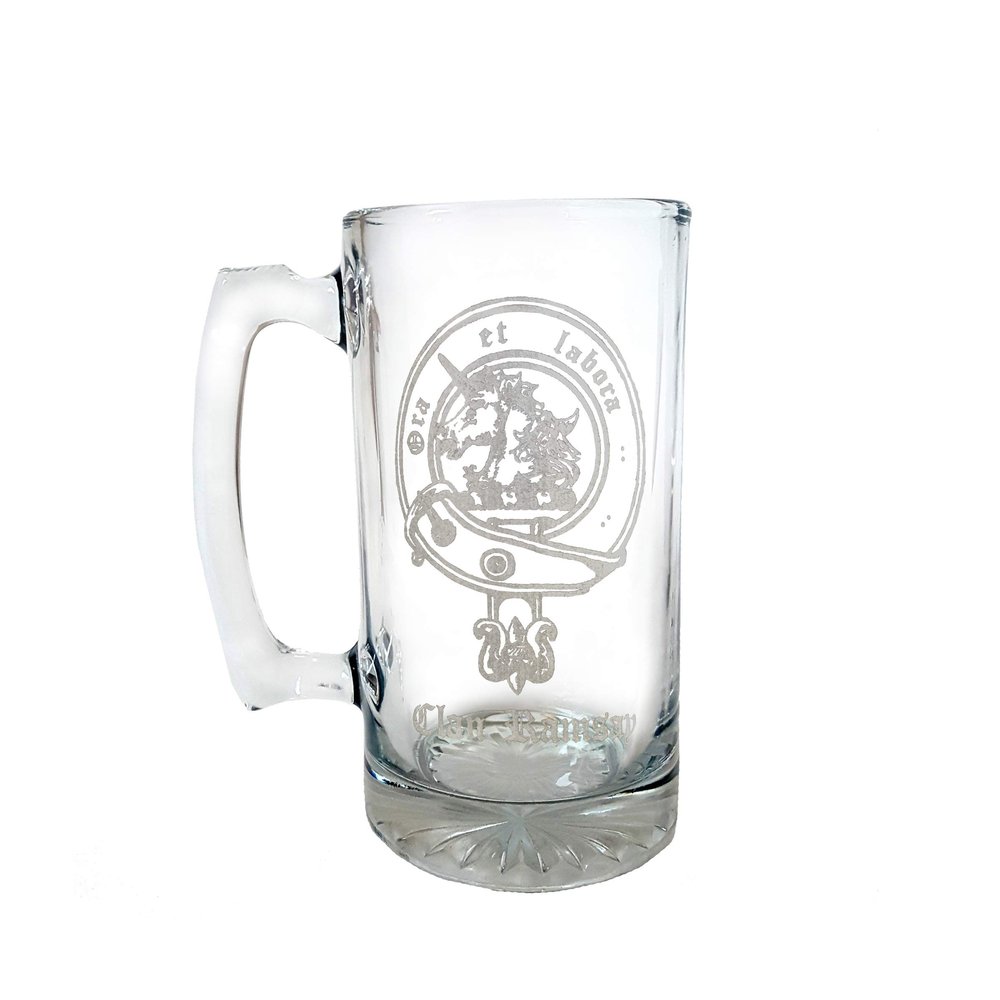 Clan Ramsay Scottish Crest 27oz Stein  Personalized Heraldic Engraving