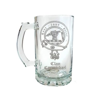 Clan Carmichael Scottish Crest 27oz Stein Set of 4Personalized Heraldic Engraving
