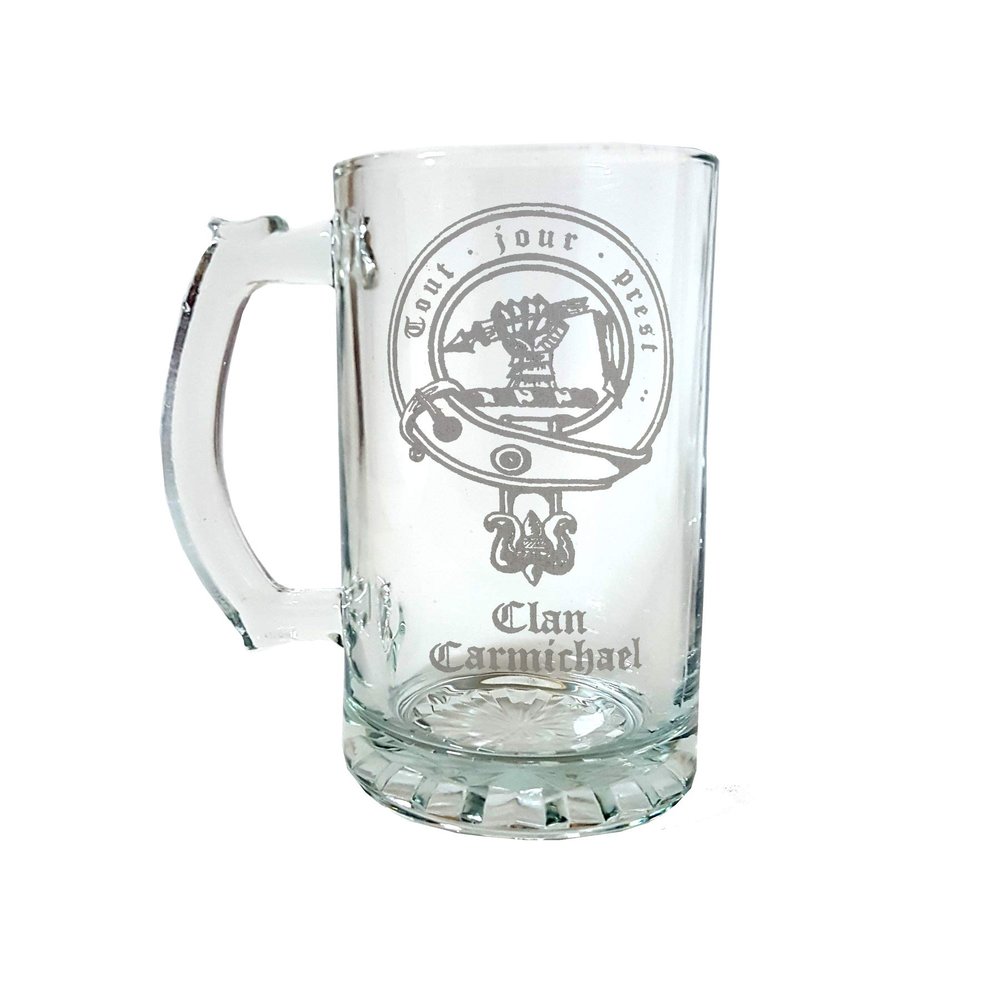 Clan Carmichael Scottish Crest 27oz Stein Set of 4Personalized Heraldic Engraving