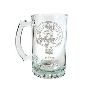 Clan Crawford Scottish Crest 27oz Stein - Personalized Heraldic Engraving
