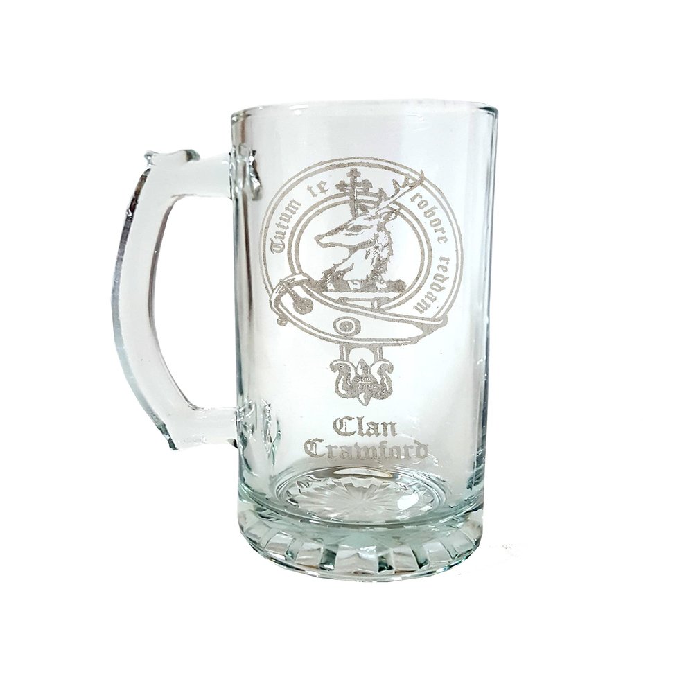 Clan Crawford Scottish Crest 27oz Stein - Personalized Heraldic Engraving
