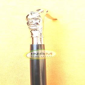 INAM Foldable Wooden Walking Sticks with Brass Oldman Face Derby Handle