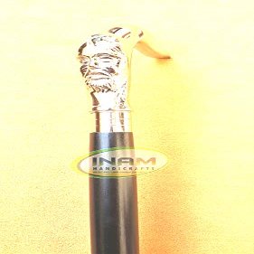 INAM Foldable Wooden Walking Sticks with Brass Oldman Face Derby Handle