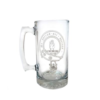 Lamont Scottish Clan Crest 27oz Glass Stein  Personalized Heraldic Engraving