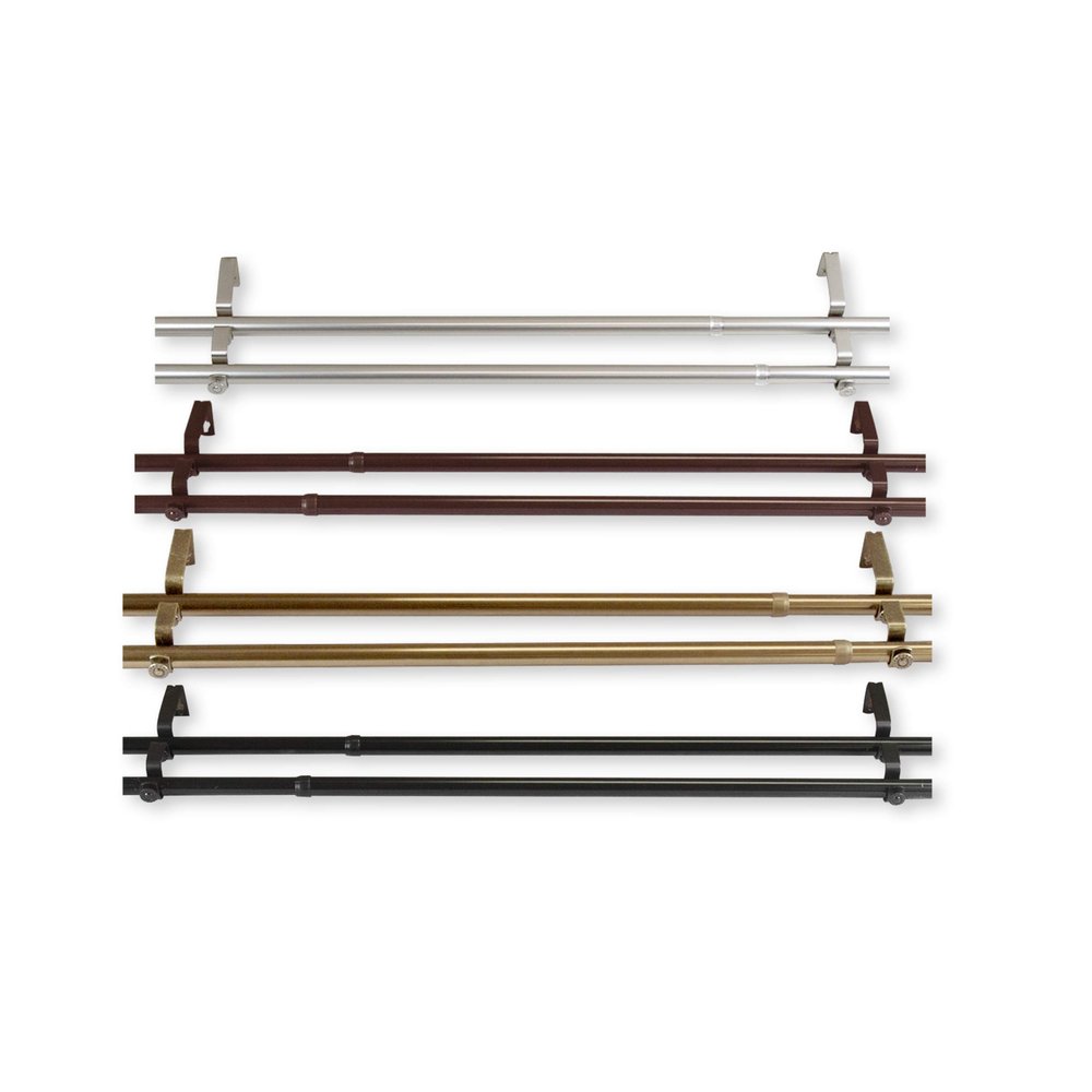 A&F Rod Dcor - Bay Window Double Curtain Rod Modification 66-120" - Satin Nickel