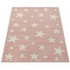 Paco Home Modern Short-Pile Kids Rug Star Design Children's Room Pastel Pink White, Size:6'7" x 9'2" view 4
