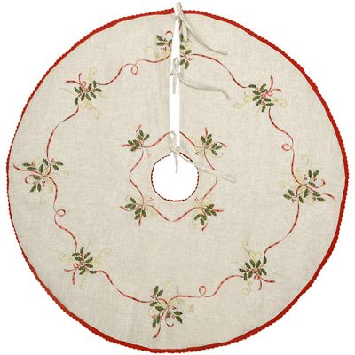 Grelucgo Embroidered 54 Inches Christmas Holiday Large Tree Skirt for 8-11 Feet Tree, Double Thickness