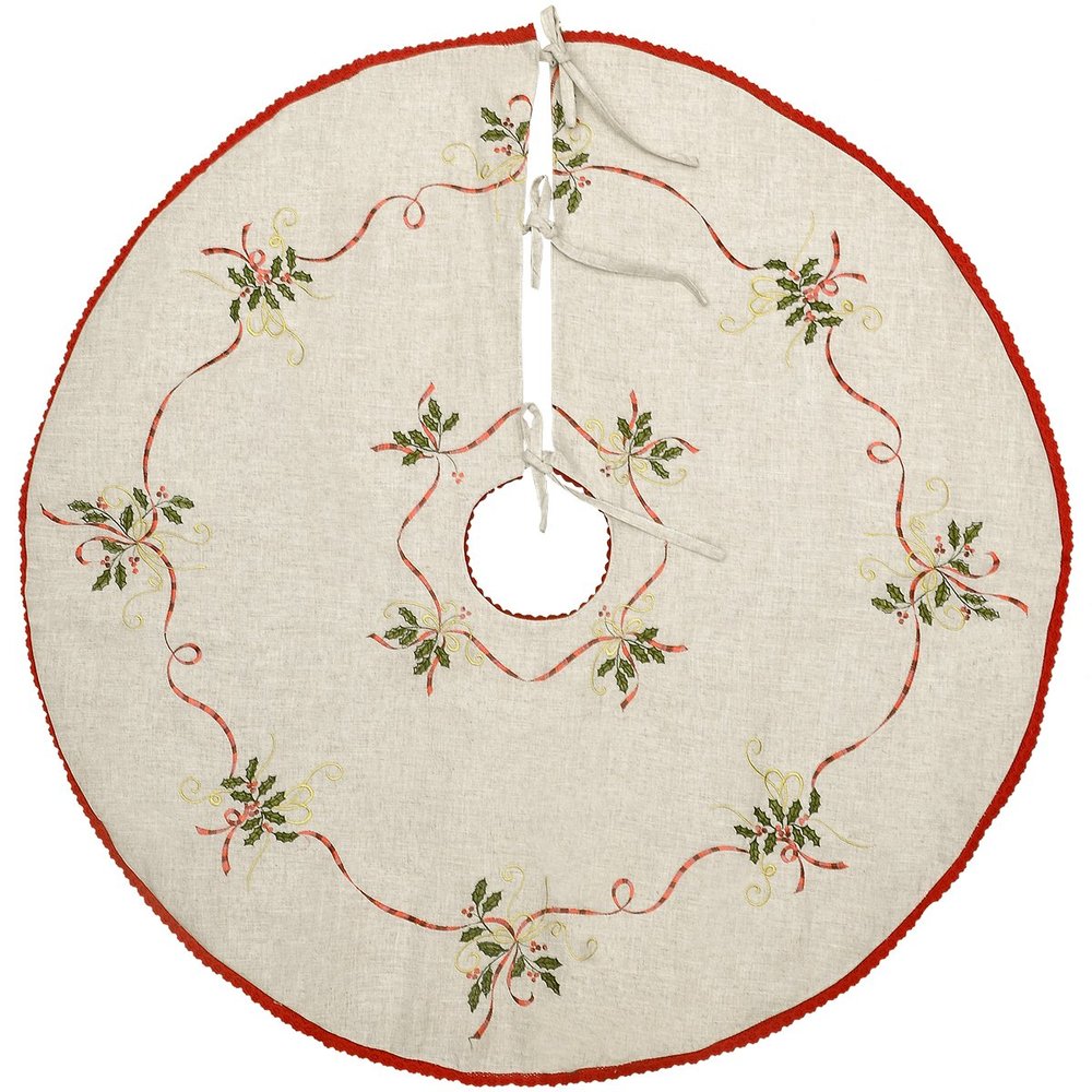 Grelucgo Embroidered 54 Inches Christmas Holiday Large Tree Skirt for 8-11 Feet Tree, Double Thickness