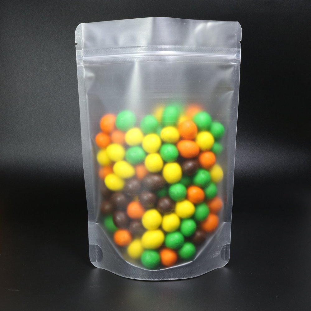 100 PCS Frosted Matte Clear Stand Up Zip Seal Bags (18x26cm (7x10.25"))