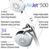 AirJet-500 3-in-1 High Pressure 34-setting Luxury Shower Combo with High-Velocity Flow Accelerator(TM) for More Power with Less Water! Extra-long 6 foot Stainless Steel Hose. All-Chrome Finish view 3