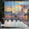 Ambesonne Italy Shower Curtain, Vatican Rome View in The Evening Landmark Travel Italian Destination Image Print, Cloth Fabric Bathroom Decor Set with Hooks, 69" W x 70" L, Salmon Slate Blue view 3