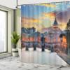 Ambesonne Italy Shower Curtain, Vatican Rome View in The Evening Landmark Travel Italian Destination Image Print, Cloth Fabric Bathroom Decor Set with Hooks, 69" W x 70" L, Salmon Slate Blue view 4