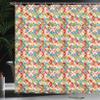 Ambesonne Geometric Shower Curtain, Japanese Interlocking Pattern with Circles and Flower Blooms Far, Cloth Fabric Bathroom Decor Set with Hooks, 69" W x 84" L, Lime Green Vermilion view 3