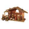 15.25-Inch Long Moss Stable with Set of 9 Resin Figurines Nativity Scene view 1