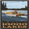 10,000 Lakes Fisherman In Boat Hills Giclee Art Print Poster from Travel Artwork by Artist Paul A. Lanquist 30" x 45" view 1