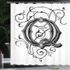 Ambesonne Initial Q Shower Curtain, Monochrome Medieval Style Flowers Flourishing Gothic Swirls Typography, Cloth Fabric Bathroom Decor Set with Hooks, 69" W x 70" L, White Black and Grey view 3