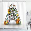 Ambesonne Letter a Shower Curtain, Sports Balls Stacked to Build The First Letter of The Alphabet Capital, Cloth Fabric Bathroom Decor Set with Hooks, 69" W x 75" L, Black Orange view 1