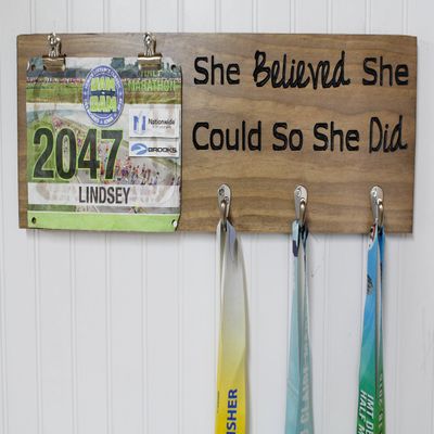 She Believed She Could So She Did - Running Medal Holder - Carved