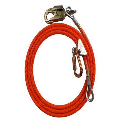 Steel Core Flip Line Kit, 5/8 in x 16 ft - USA Made, Adjustable Tree Lanyard, Arborist Equipment Positioning Lanyard, Low Stretch & Cut Resistant
