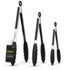 Popco 3-Piece Kitchen Tongs Set Stainless Steel Heat Resistant Silicone Tips, Strong Comfort Grip, 3 Sizes (7, 9, 12 Inch), Non-Scratch, Dishwasher Safe, For Cooking, BBQ, Salad view 1