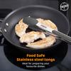 Popco 3-Piece Kitchen Tongs Set Stainless Steel Heat Resistant Silicone Tips, Strong Comfort Grip, 3 Sizes (7, 9, 12 Inch), Non-Scratch, Dishwasher Safe, For Cooking, BBQ, Salad view 2