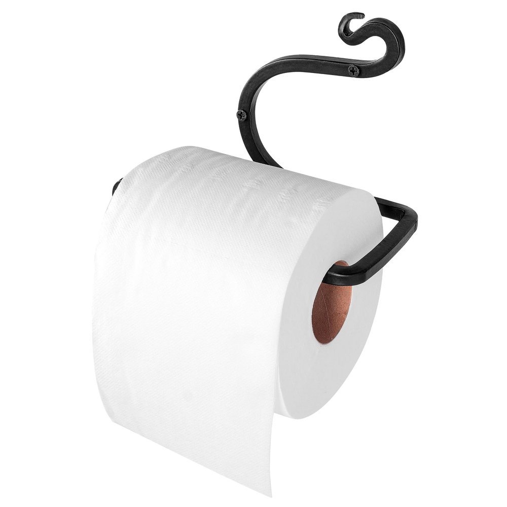 Stur-De Blacksmith Handmade Toilet Paper Holder - Wrought Iron Rustic Wall Mount Tissue Holder for Bathroom, Toilet Paper Roll Holder for Farmhouse Style Homes & Vintage Houses - Black, 6 x 4.4 Inches