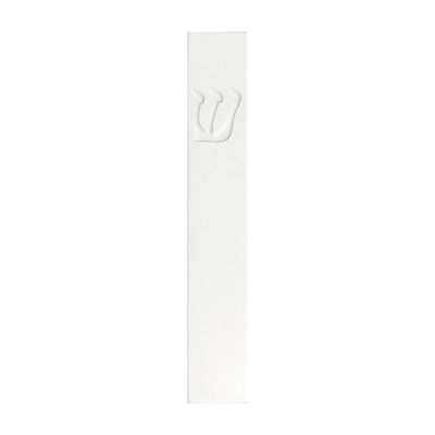 A&S Mezuzot Quartz Mezuzah Case with Engraved Shin Design Easy Peel and Stick Judaica Door Mezuza (Classic White, 6 inches)