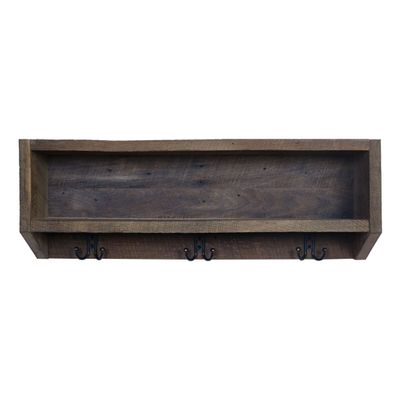 Rooms Organized Reclaimed Barnwood Decor Gray Wall Mounted Coat and Hat Rack Storage with Shelf Rustic Upcycled Wood 30 w x 10.5" h 6" deep
