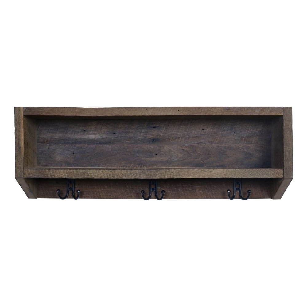 Rooms Organized Reclaimed Barnwood Decor Gray Wall Mounted Coat and Hat Rack Storage with Shelf Rustic Upcycled Wood 30 w x 10.5" h 6" deep