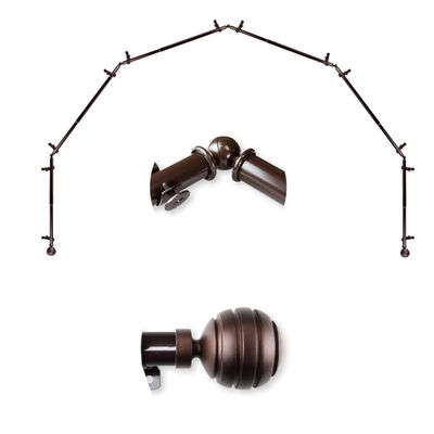 A&F Rod Dcor - Dipper 13/16" 6-Sided Bay Window Curtain Rod 28-48 inch (each side) - Cocoa