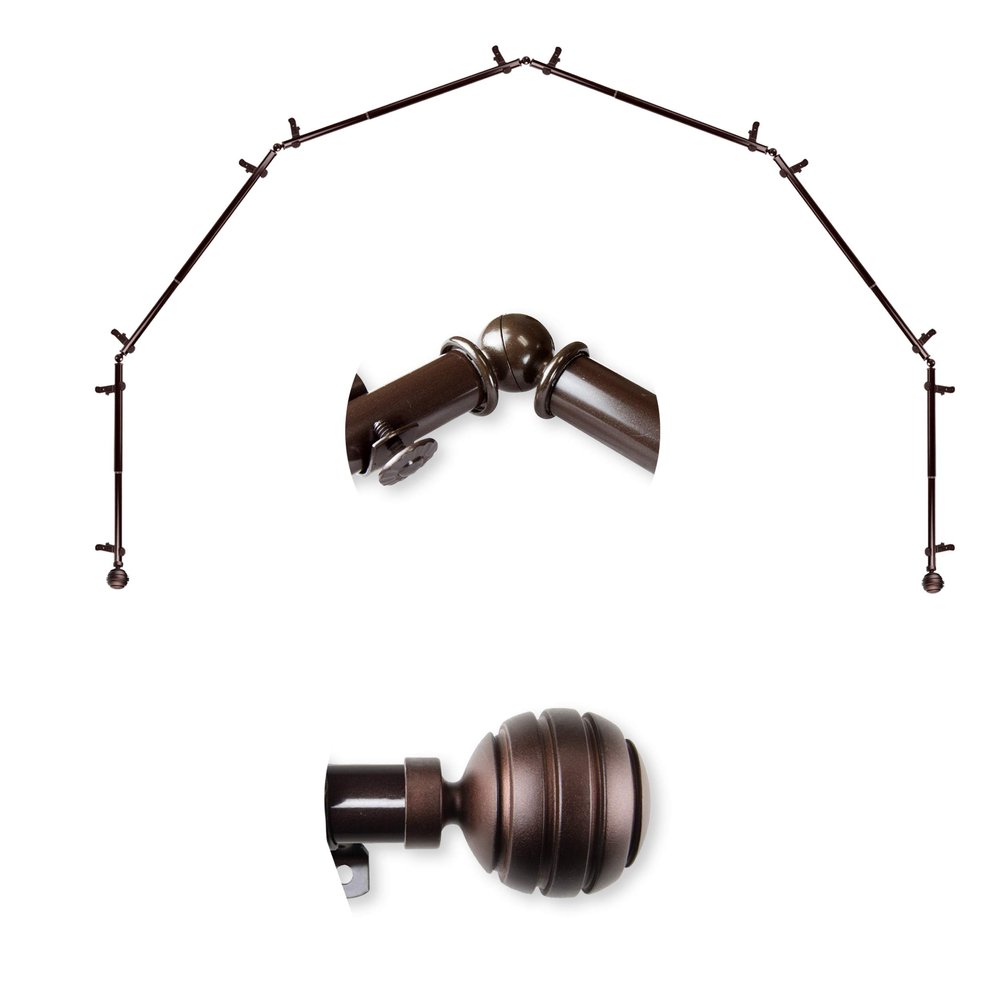 A&F Rod Dcor - Dipper 13/16" 6-Sided Bay Window Curtain Rod 28-48 inch (each side) - Cocoa