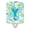 Caroline's Treasures CJ2006-YCNL Letter Y Flowers and Butterflies Teal Blue Ceramic Night Light, 6x4x3, Multicolor view 1