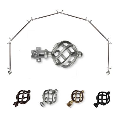 A&F Rod Dcor - Spin 13/16" 6-Sided Bay Window Curtain Rod 28-48 inch (each side) - Satin Nickel